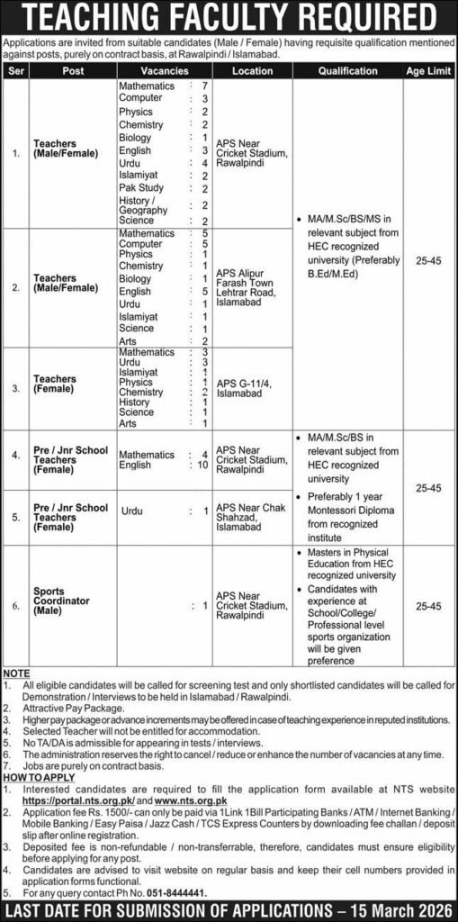 APS Teaching Jobs official advertisement 2026